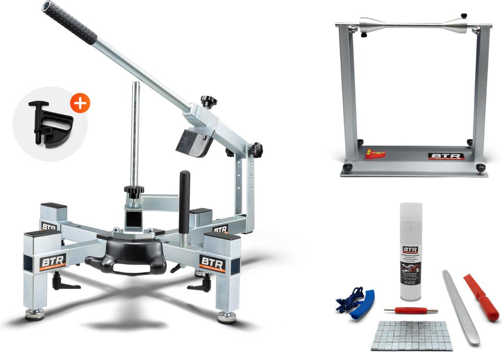 BTR Reifenmontiergerät EVO2 PRO mit Wuchtbock und Starterpaket Silber BTR Wuchtbock Spray