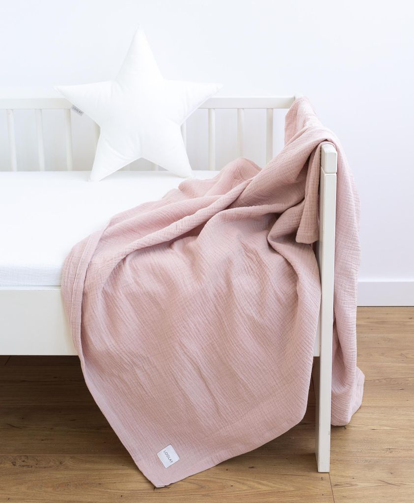 Musselin Decke 150x200 cm ROSA – EINLAGIG 100% Baumwolle Produktbild 