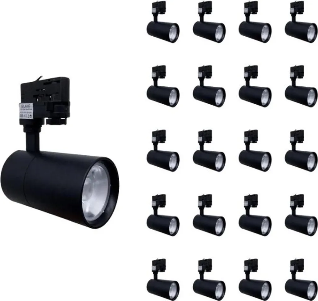 Spot LED sur Rail 30W Triphasé Noir Pack de 20 Projecteurs Compacts - 3