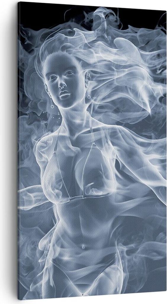 Bild auf Leinwand - Leinwandbild - Mädchen rauch nebel kunst - 45x80cm - Wand Bild - Wanddeko - Leinwanddruck - Bilder - Kunstdruck - Wanddekorati...
