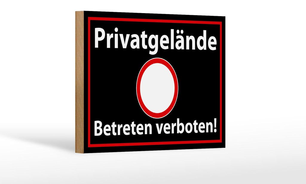 Holzschild Hinweis 18x12cm Privatgelände schwarz