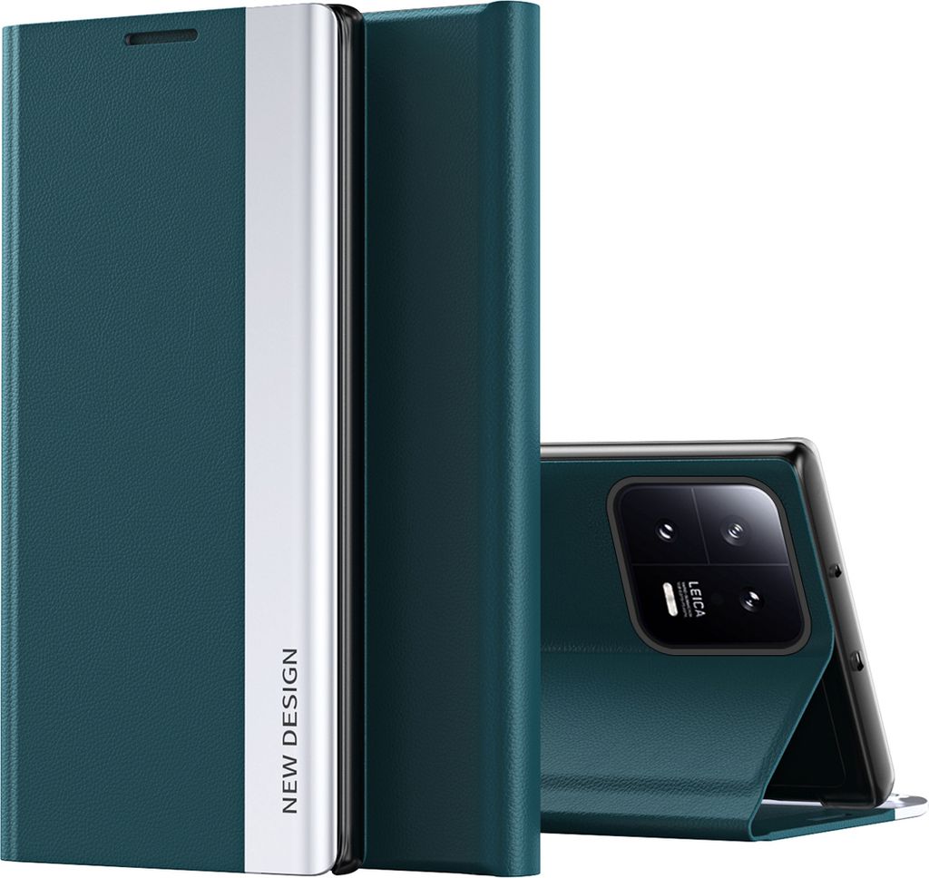 Xiaomi 13 Pro Hülle, Leder PolyurethanMagnetisch Klapp Stand Schutzhülle für Xiaomi 13 Pro Grün