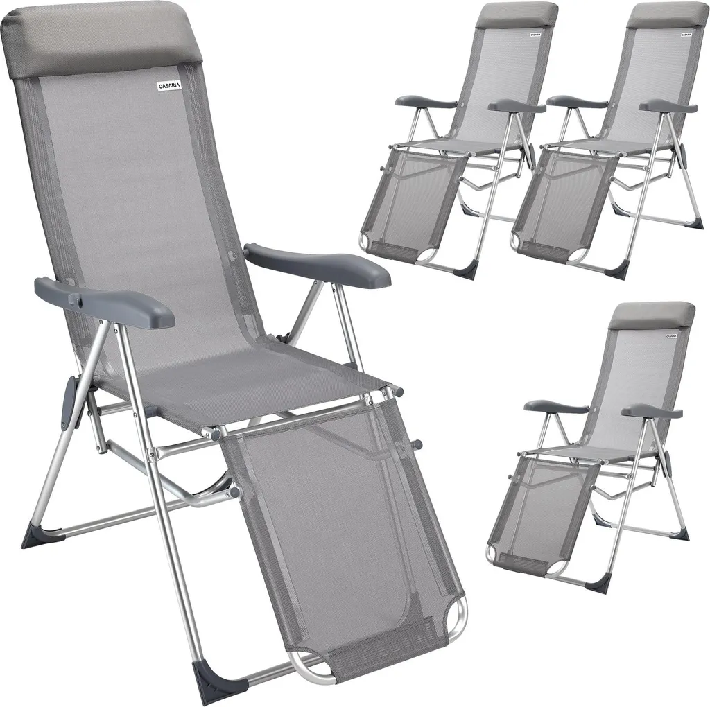 Lot de 4 Chaises de Jardin Pliantes en Aluminium avec Dossier Inclinable