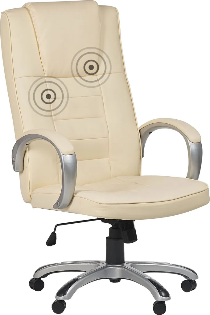 Fauteuil de bureau chauffant contre le mal de dos beige en simili cuir