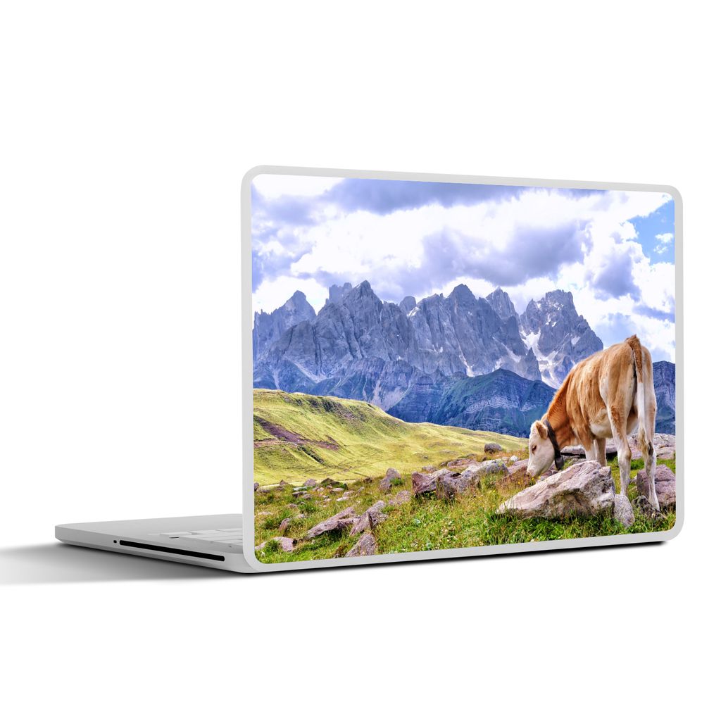 MuchoWow Laptop Aufkleber Sticker Cover Alpen - Kuh - Berg 32.5x23.5 cm - Sticker für Laptop - Selbstklebend
