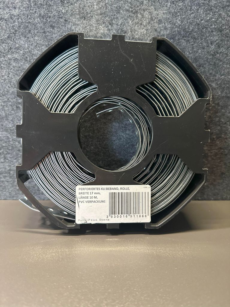 Lochband, Montageband,Metallband verzinkt in Kassette 17mmx0,64mm x 10meter