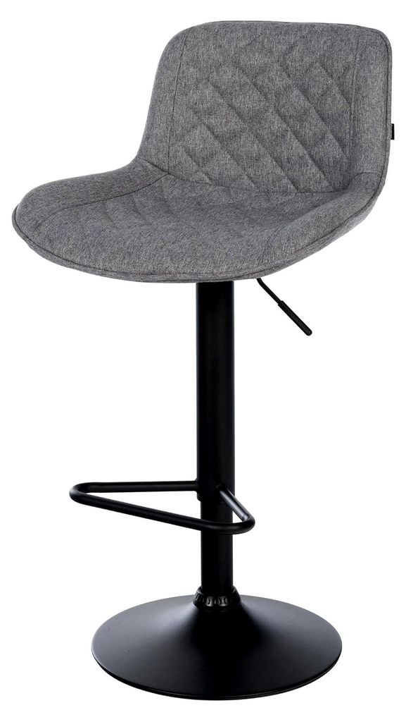 Barhocker Kasson | Moderner Barstuhl mit Rückenlehne und Metallgestell | Höhenverstellbarer und 360 Grad drehbarer Tresenhocker, Farbe: dunkelgra...