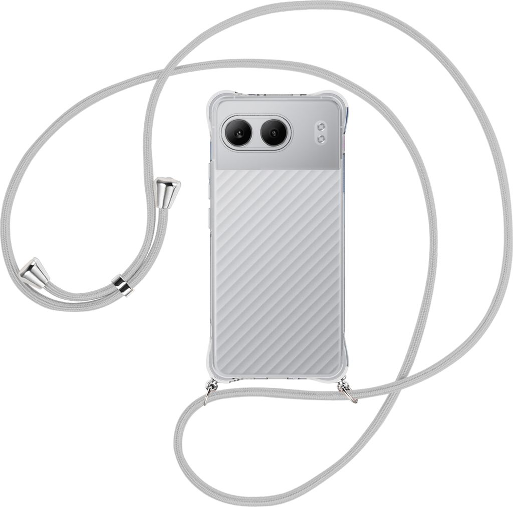 Handykette Backcover-Schutzhülle mit Band (Metall silberfarben) für OnePlus Nord 4 5G - silbergrau