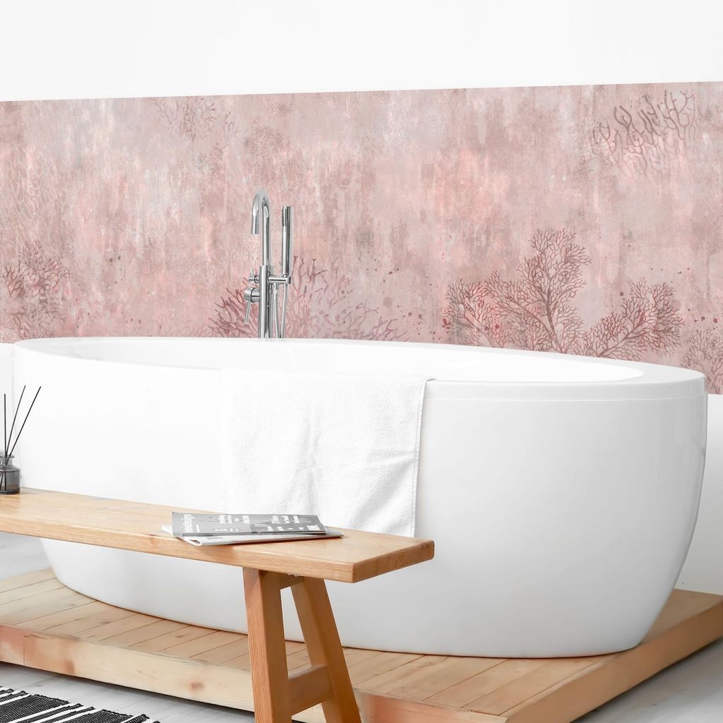 Wandverkleidung Bad originell selbstklebend - 0.61 mm Wandpaneel matt wasserfest Design rosa Vintage Badrückwand fugenlos 50x70 cm