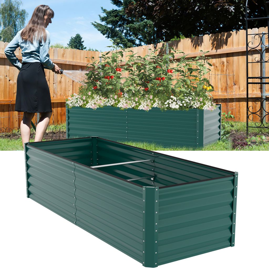 Hengda Hochbeet Gartenbeet, Pflanzkasten, Pflanzenbeet Kräuterbeet Pflanzkasten Aufsatzrahmen 240x90x60cm Grün