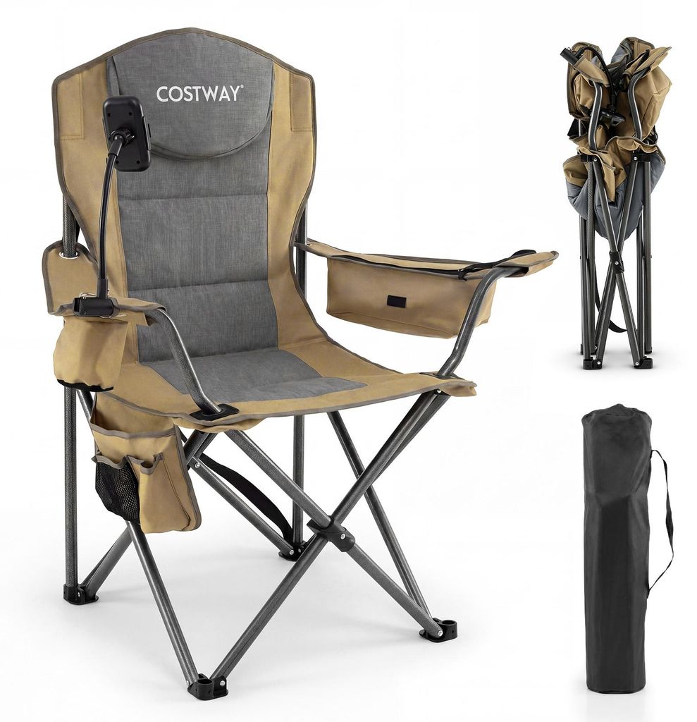 COSTWAY, skladacia turistická stolička XXL, nosnosť 200 kg, Obrázok produktu 