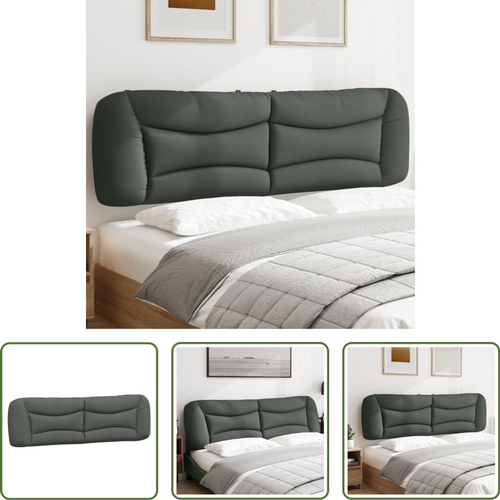The Living Store Kopfteil-Kissen Dunkelgrau 180 cm Stoff