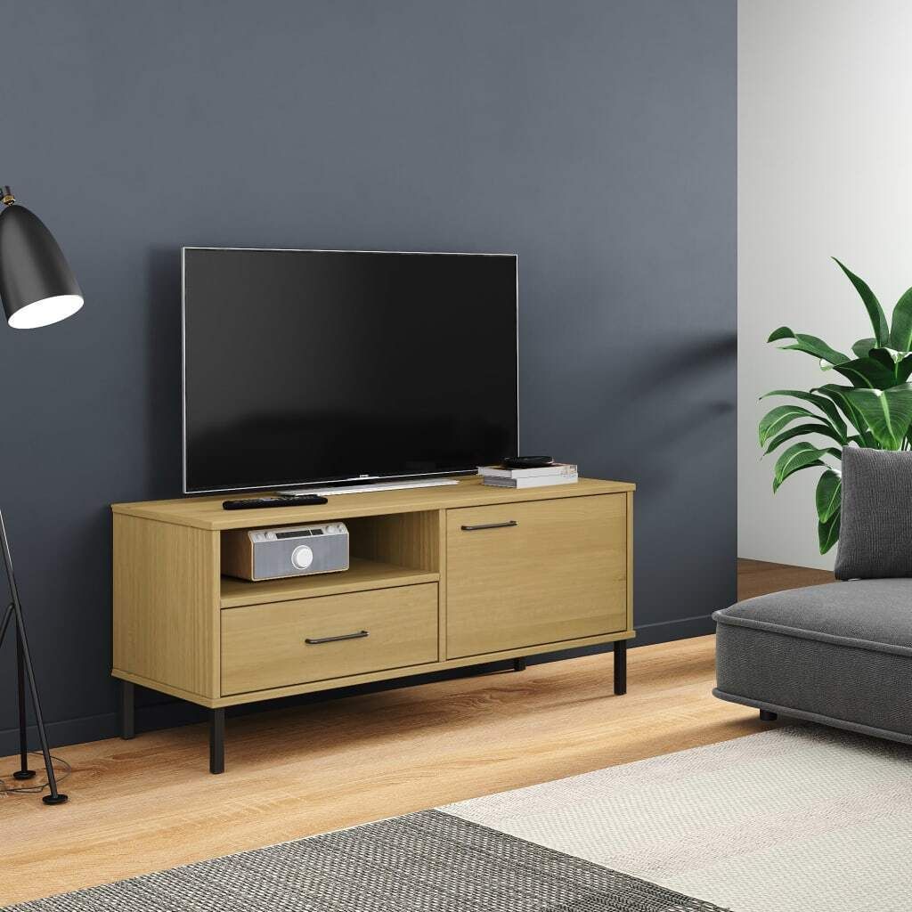The Living Store TV-Schrank OSLO mit Metallbeinen Braun Produktbild 