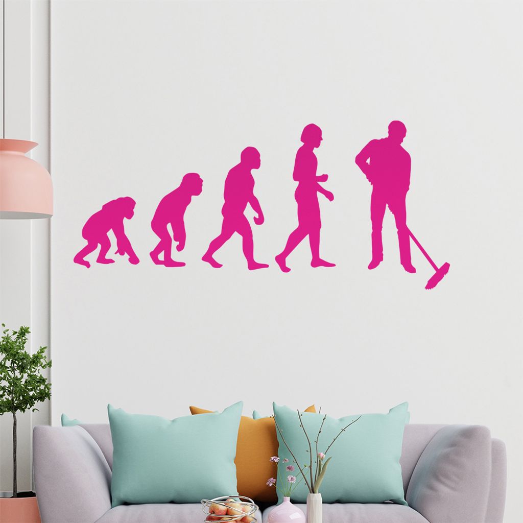 KIWISTAR Evolution Hausmeister Charles Darwin Wandtattoo in 6 Größen - Wandaufkleber Wall Sticker - Dekoration, Küche, Wohnzimmer, Schlafzimmer,...