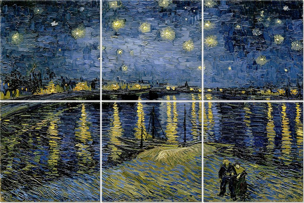Legendarte - Multipanel Bilder Sternennacht über der Rhone Produktbild 