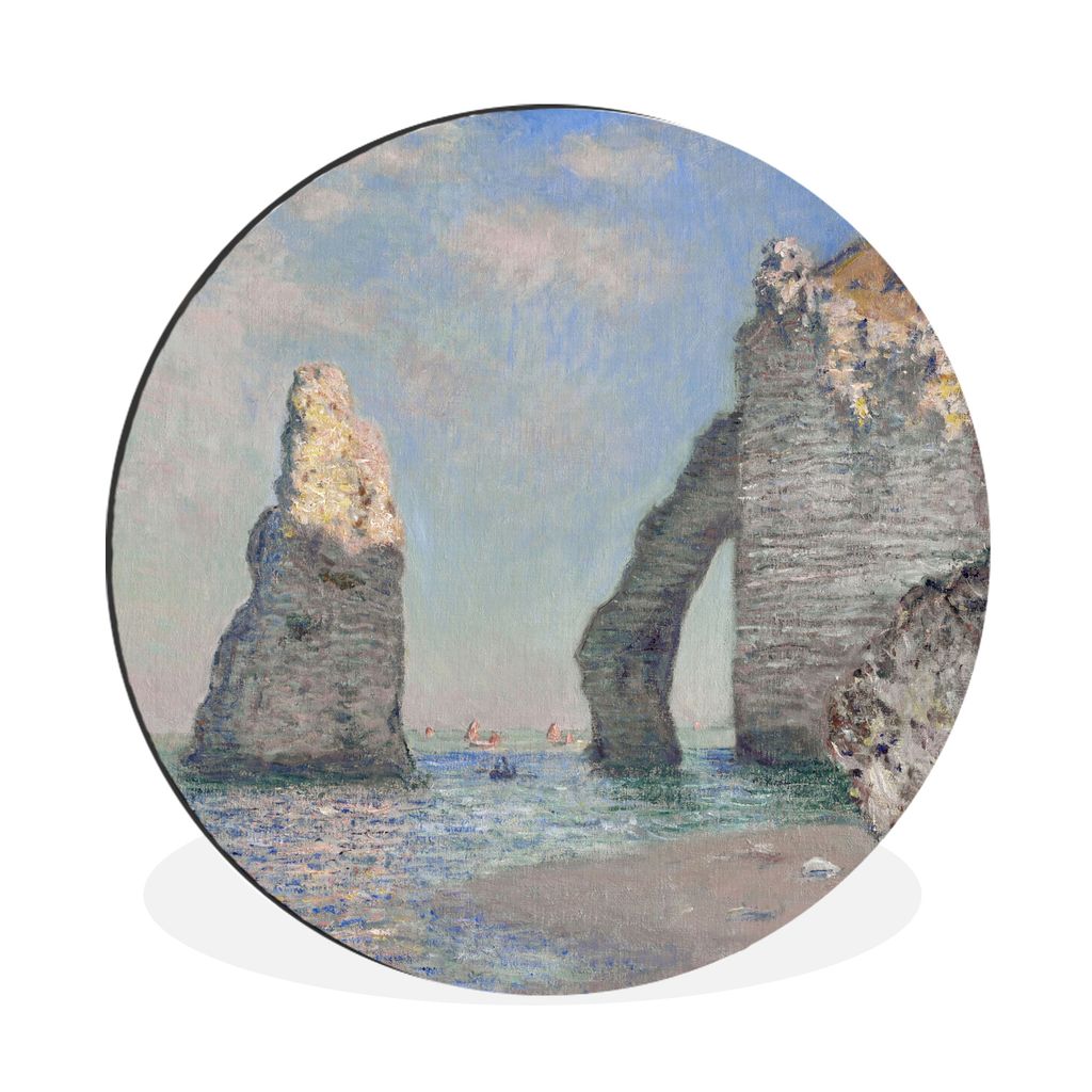 MuchoWow Aluminium Wandkreis Der Nadelfelsen und die Porte d'Aval - Claude Monet Ø 90 cm Wanddeko Modern Wohnzimmer - Mauerkreis - Wandbilder - ...