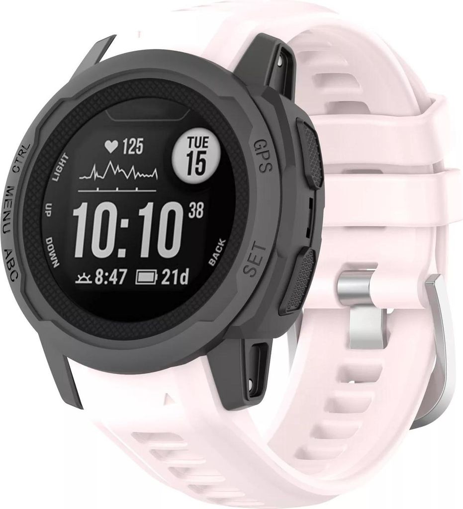 Strap-it Silikon-Smartwatch-Armband mit Schnallenverschluss - passend für die kleinere Garmin Instinct 2s (rosa)