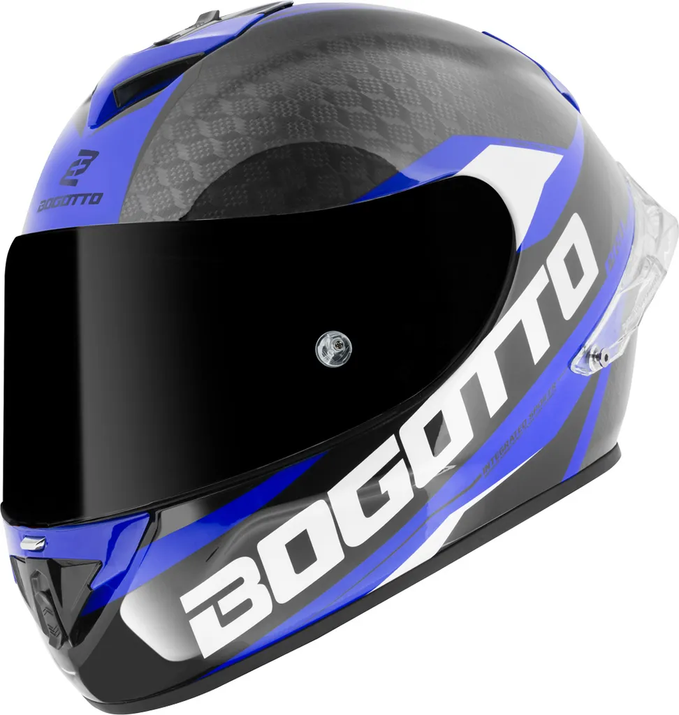 Casque de moto intégral Bogotto FF104 SPN bleu noir en taille XS