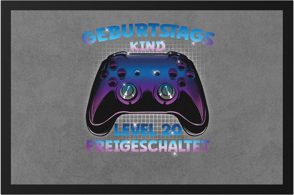 Geburtstagskind Level 20 Freigeschaltet Fußmatte Happy Birthday Geburtstag Alles Gute Controller Konsole Gamer