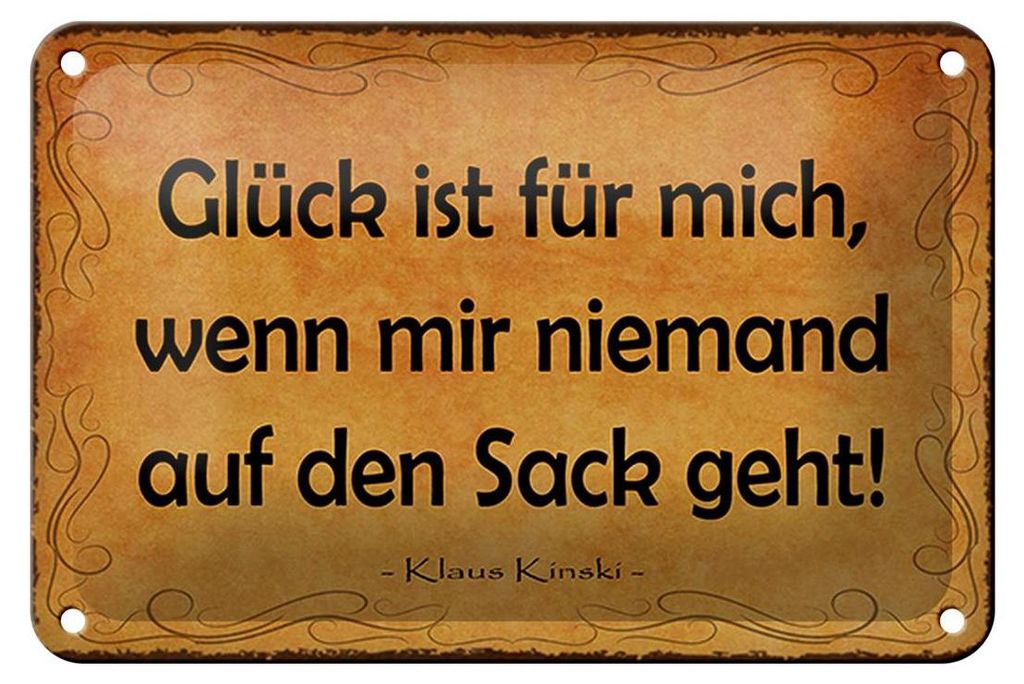 Blechschild Spruch 18x12cm Glück wenn niemand auf den Sack Produktbild 