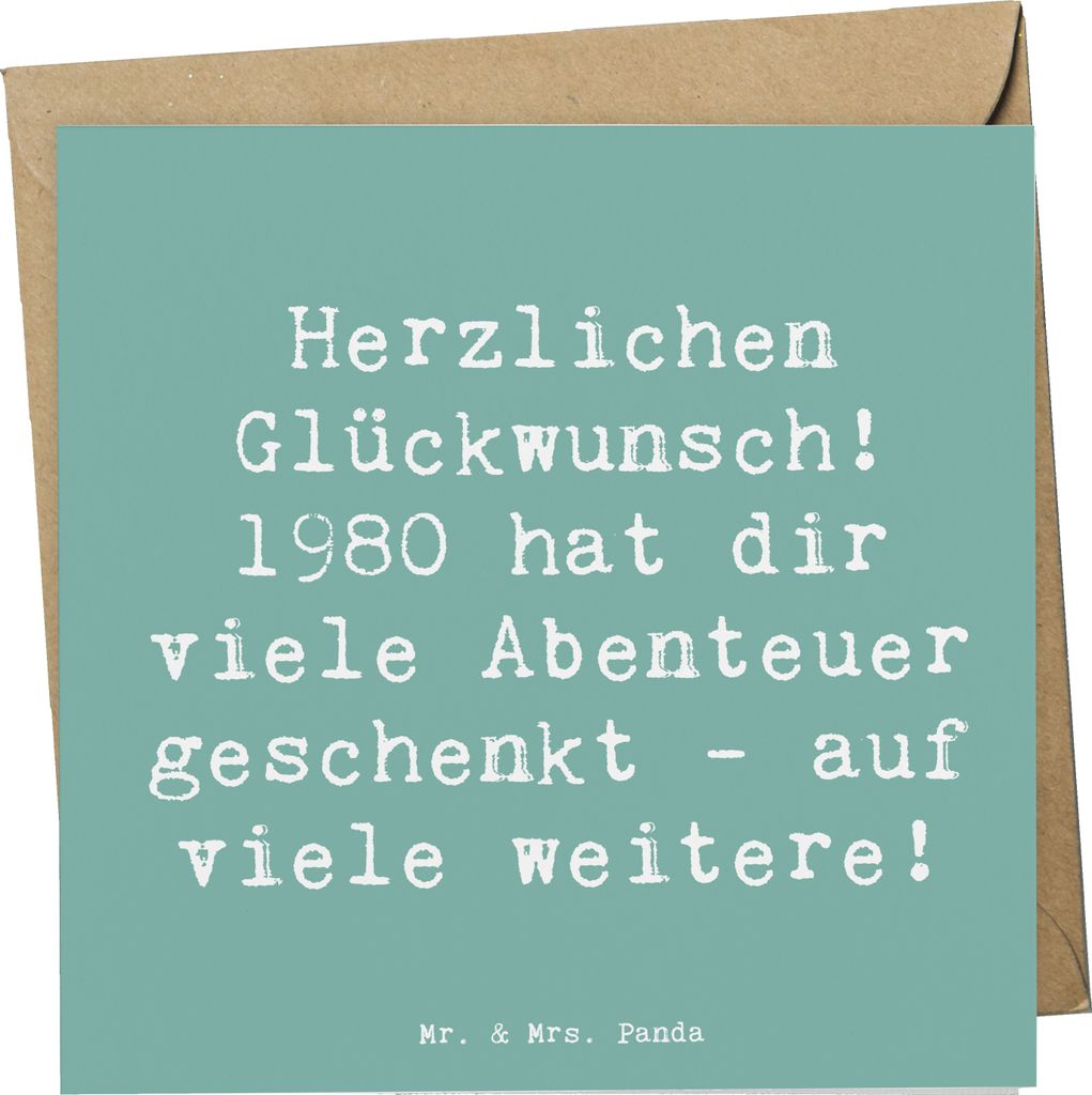 Mr. & Mrs. Panda Grußkarte Spruch 1980 Geburtstag Abenteuer - Meeresbrise - Geschenk, Klappkarte, doppelkarte, Erlebnisse, Geburtstagsgeschenk, ge...
