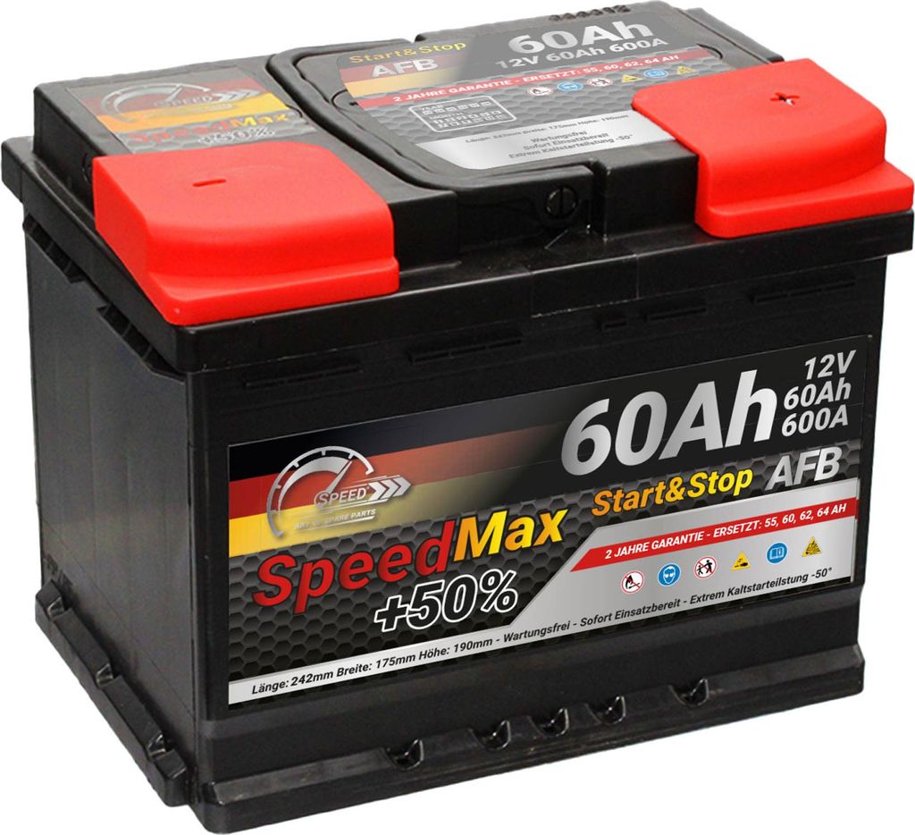 Startetrbatterie 60Ah AFB Speed Max Start&Stop 600A 12v L2 Produktbild 