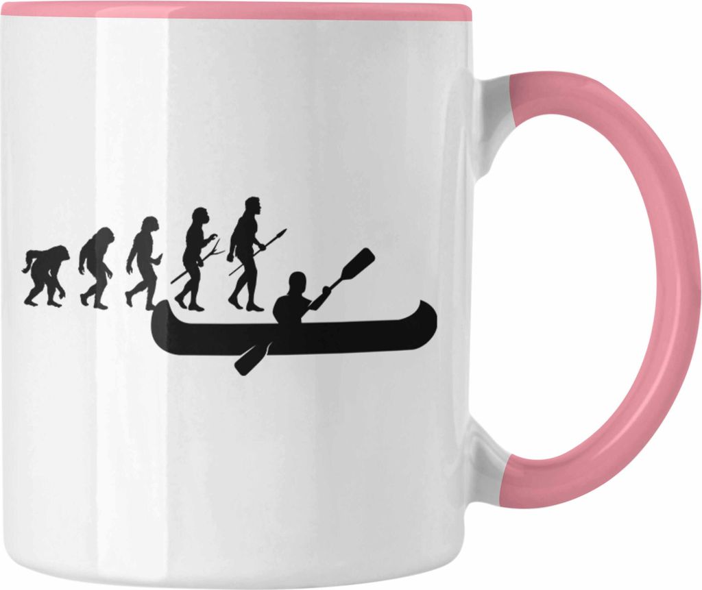 Trendation - Kajak Kanu Tasse Geschenk Kanu-Fahrer Geschenkidee Evolution Geburtstag Überraschung (Rosa)