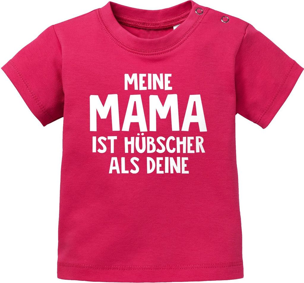 Baby T-Shirt kurzarm Meine Mama ist hübscher als deine Jungen Mädchen Oberteil Baumwolle Moonworks sorbet 80/86 (10-15 Monate)