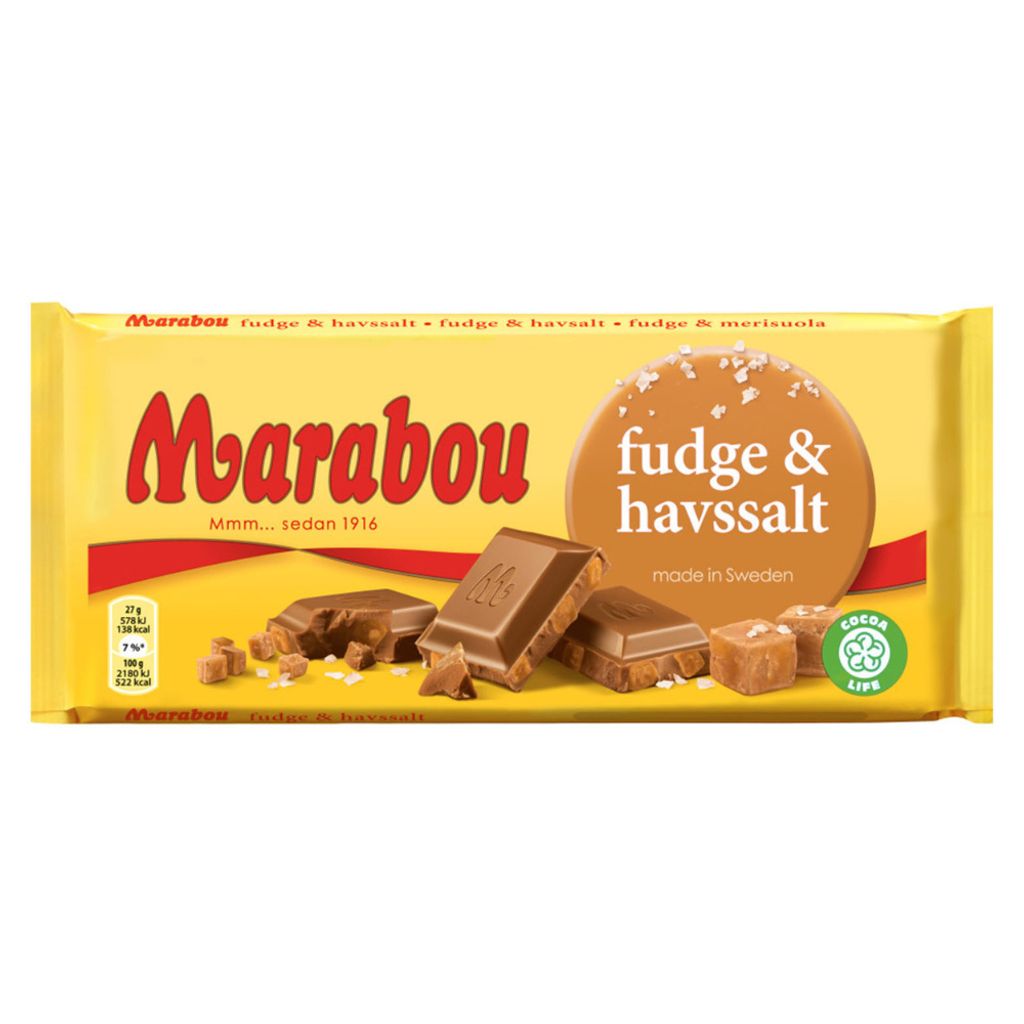 MARABOU Mjölkchoklad Fudge & havssalt 185g Marabou Produktbild 