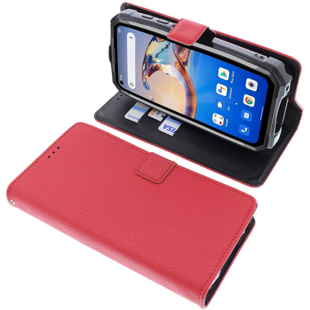 foto-kontor Tasche kompatibel mit Unihertz Tank Schutzhülle rot Book Style Case Handy Schutz Hülle Buch Wallet Handyhülle Cover Klapphülle Stä...