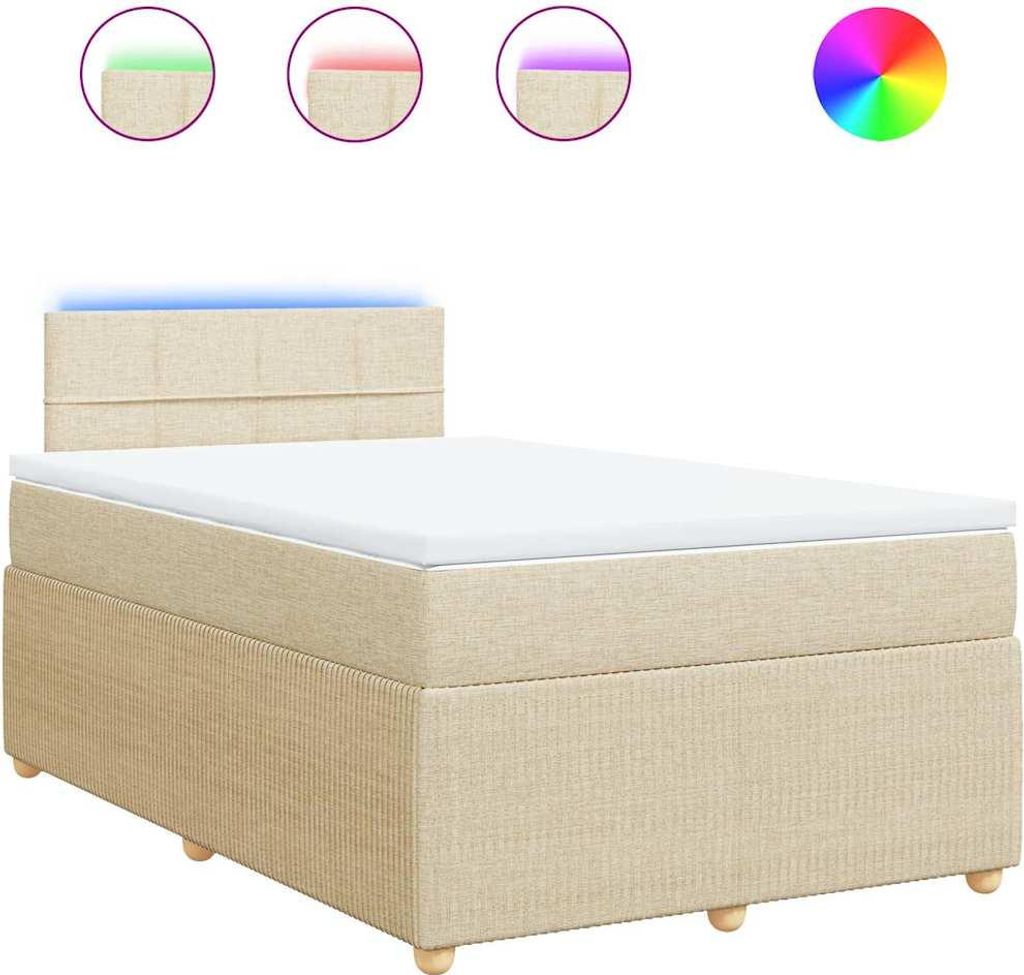 vidaXL Boxspringbett mit Matratze Creme 120x190 cm Stoff