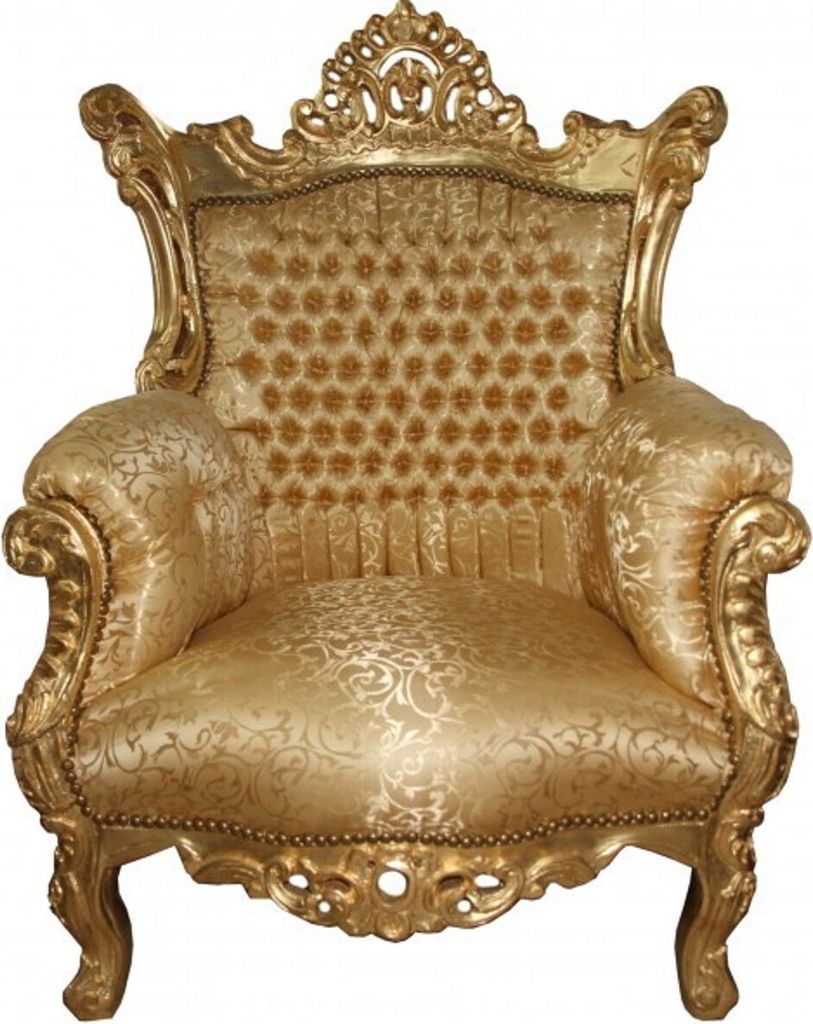 Casa Padrino Barock Sessel "Al Capone" Mod 2 Gold Muster / Gold Möbel Antik Stil