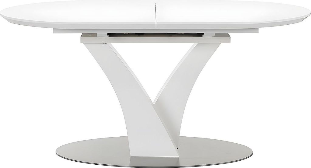 Klappbarer Esstisch - 6-8 Sitzer - MDF und Edelstahl - weiß Produktbild 