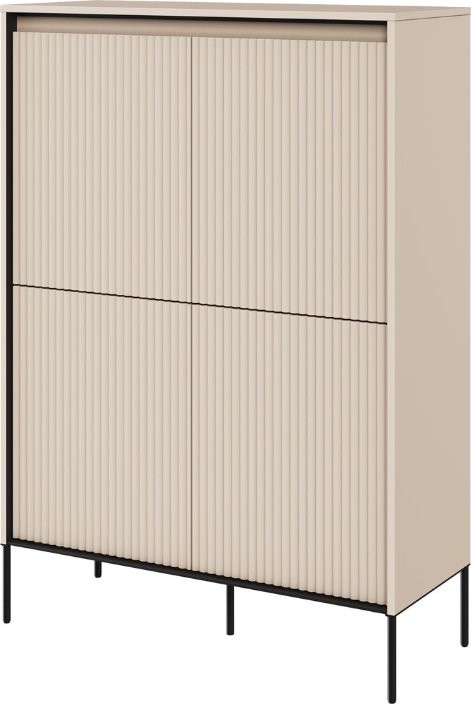 Kommode TREND TR-03 mit dekorative Fräsungen und Soft-Close-Funktion Sandbeige