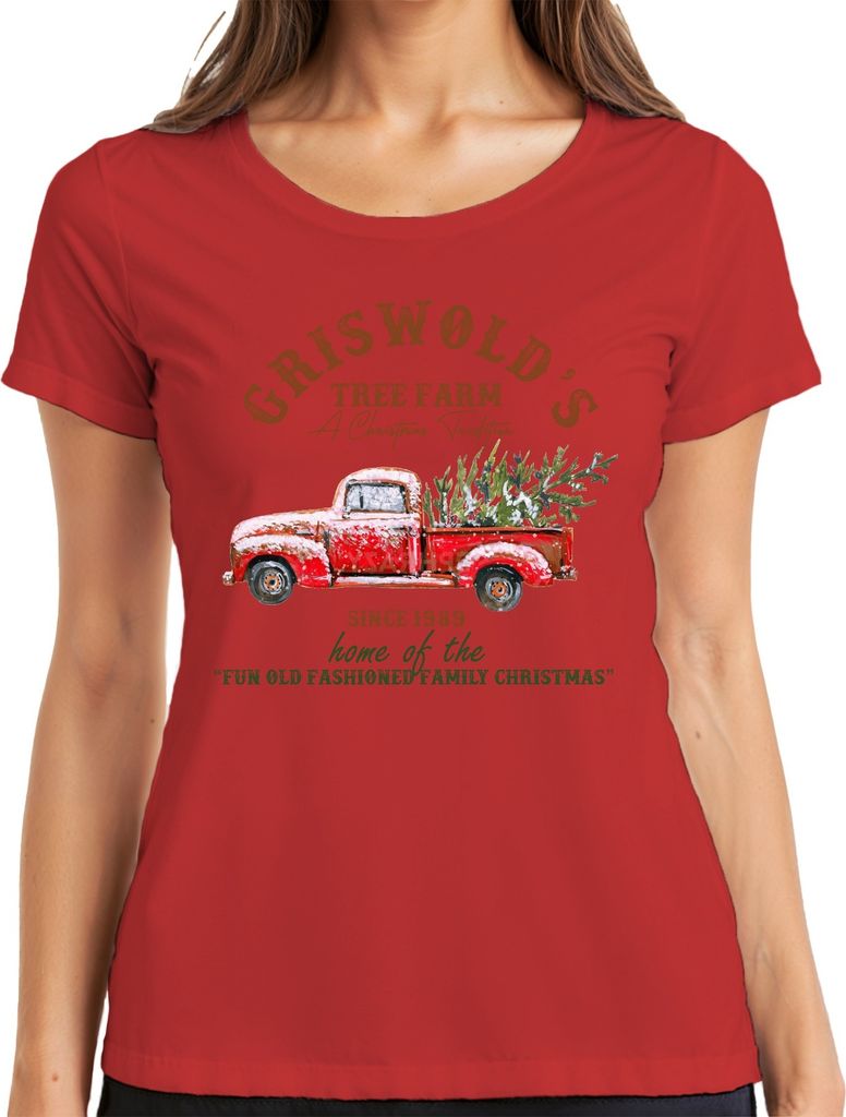 Griswold's Tree Farm orange Clark - Weihnachten Christmas Xmas Damen T-Shirt, Rot, XL