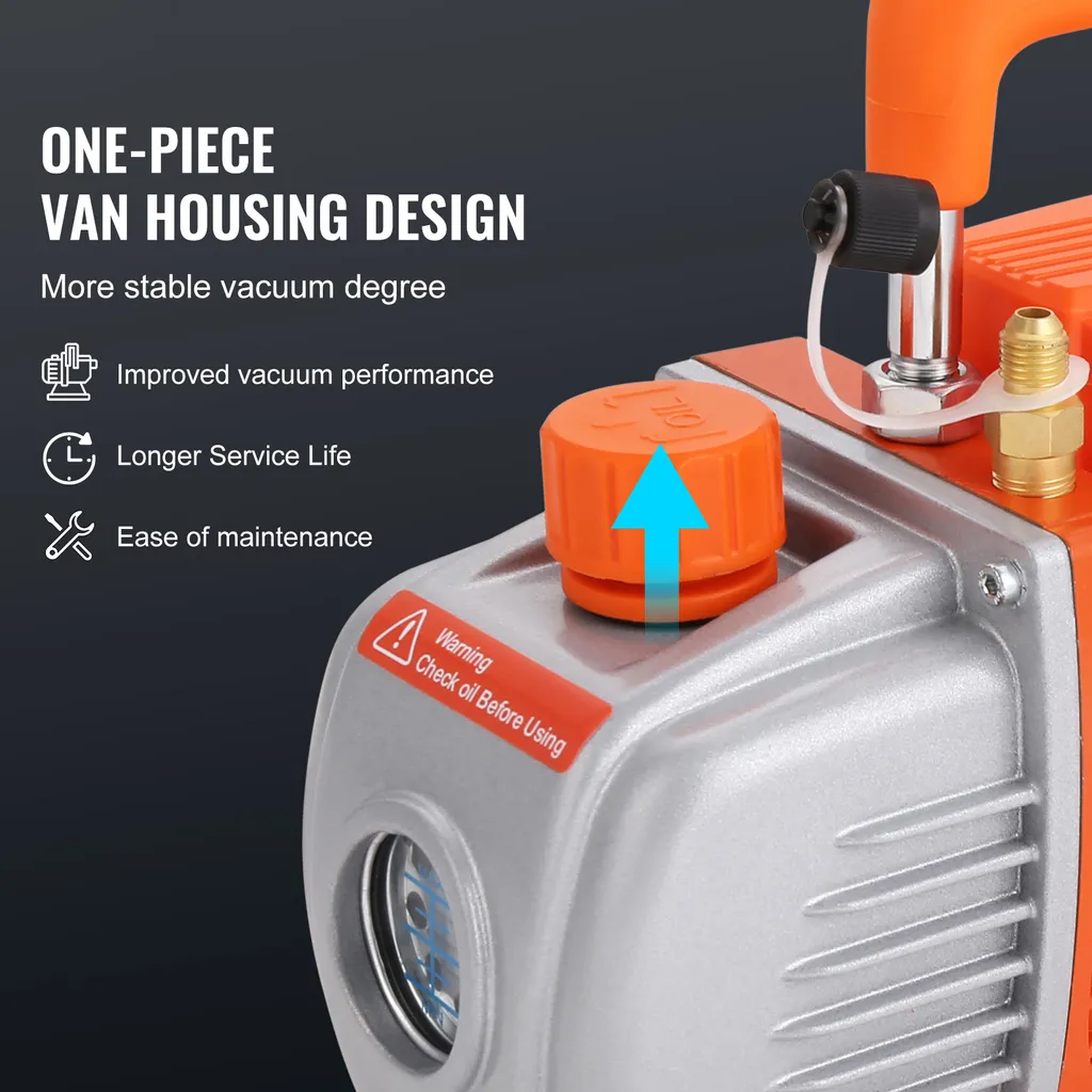 SucceBuy Set camera a vuoto da 5 galloni e pompa da 3,5 CFM, coperchio in vetro temperato, pompa a vuoto monostadio con 250 ml di olio, ideale per la stabilizzazione del legno, il degasaggio di siliconi ed epossidici - 2