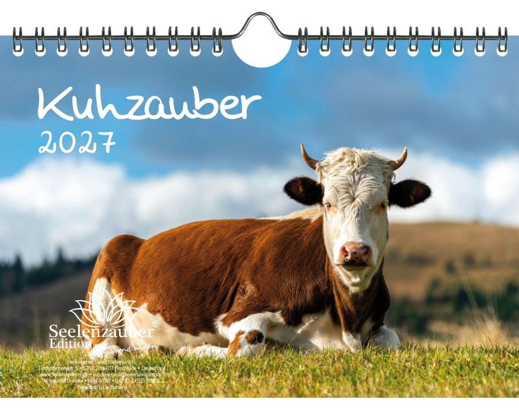 Kuhzauber DIN A5 Kalender für 2027 Kühe Rind Kalb - Seelenzauber
