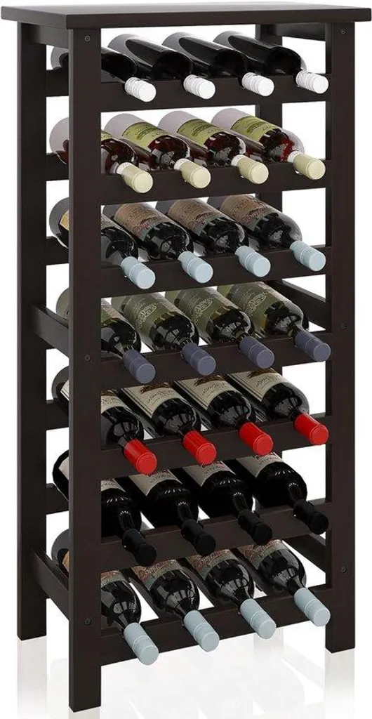 Rangement vin pour cave et cuisine 28 bouteilles en bambou noir chêne