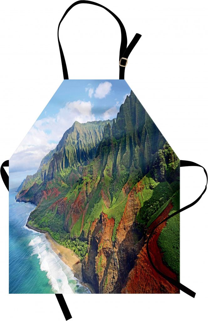 ABAKUHAUS hawaiisch Kochschürze, Küsten-Kauai-Hawaii-Küsten-Grün-abenteuerliche Reise-Landschaft NA Pali Küste, Farbfest Höhenverstellbar Was...