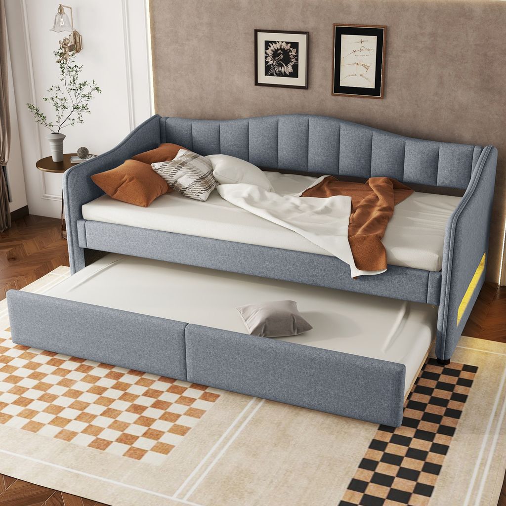 Flieks Polsterbett 90x200cm mit Ausziehbett, Schlafsofa Produktbild 4