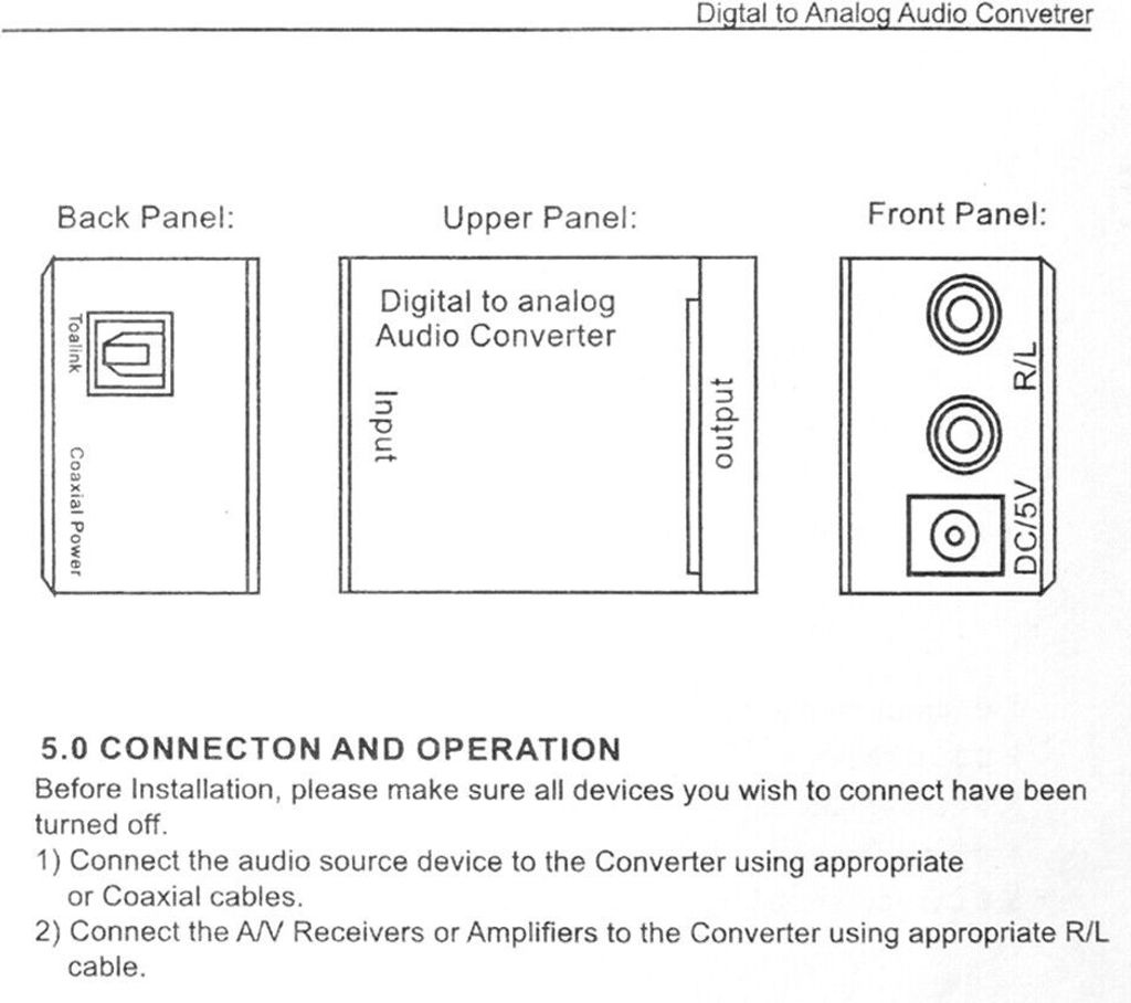Optisch Koaxial Toslink Digital zu Analog Audio Konverter Produktbild 7