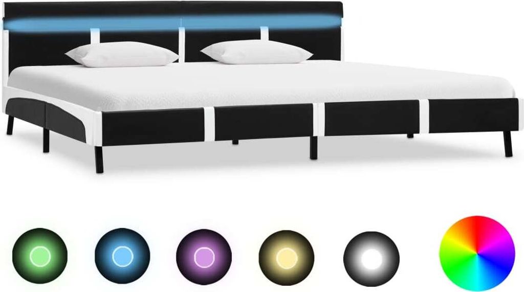 Maison Exclusive - Bettgestell mit LED Schwarz Kunstleder 180x200 cm
