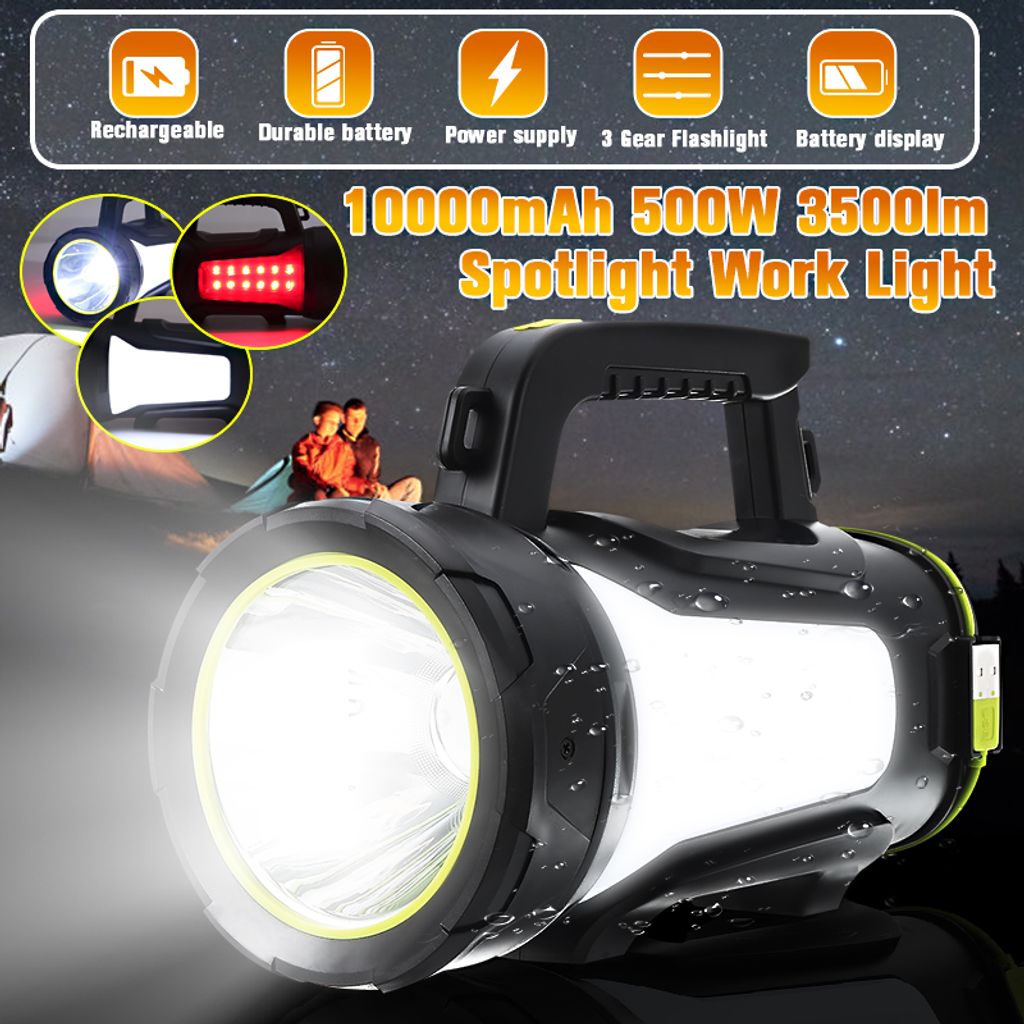 2 in 1 LED Taschenlampe Handscheinwerfer Akku-Handlampe Standlampe Leuchtweite 