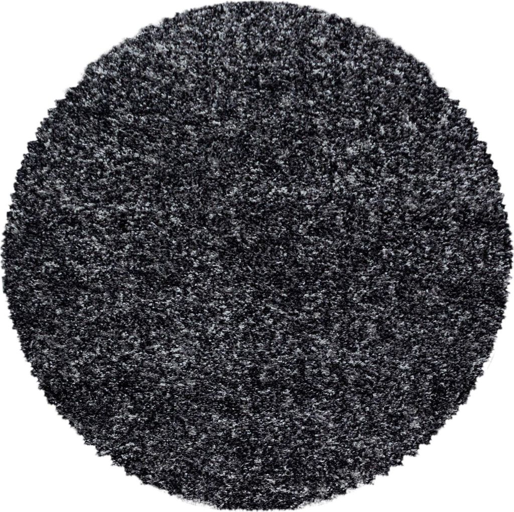 Carpetsale24 Shaggy Teppich Wohnzimmer Hochflor Teppich Einfarbig Meliert Design Flauschig Weich, Grösse: 200 cm Rund