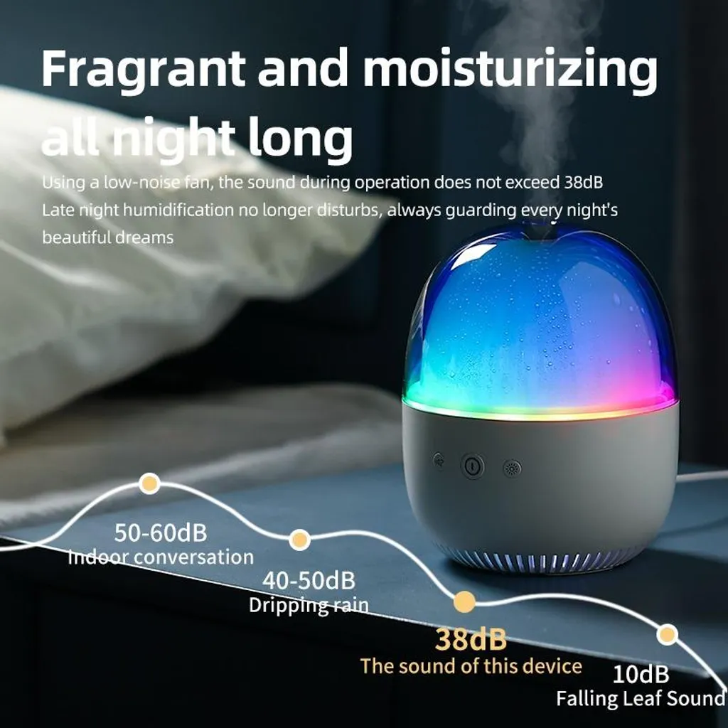 Diffuseur d'arômes à ultrasons 300ml et veilleuse LED Blanc multifonction - 3