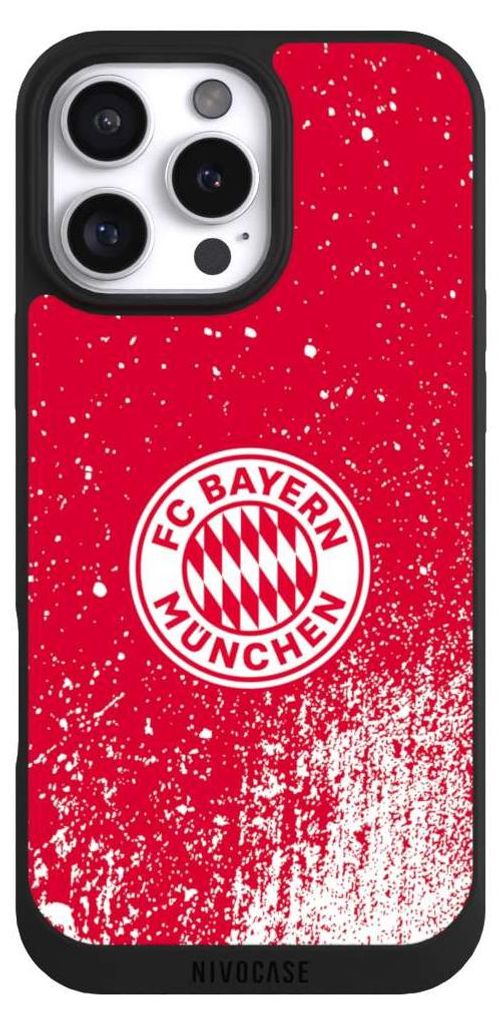 NIVOCASE Handyhülle für Apple iPhone 16 Pro Max Hülle NIVOpure Case Schwarz FC Bayern München FCB Offizielles Lizenzprodukt