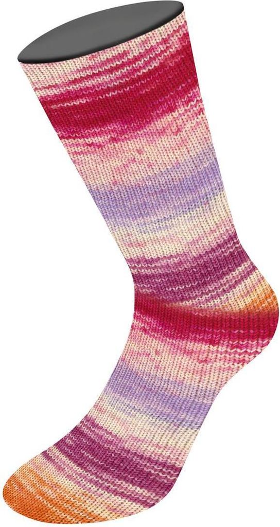 Lana Grossa - Meilenweit 100g Dusk 6204 bordeaux pink rosa creme lila magnolienlila orangebraun