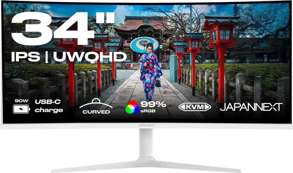 JAPANNEXT Curved Monitor Weiß 34" IPS UWQHD (3440x1440) JN-IPS34Q-HC6-W