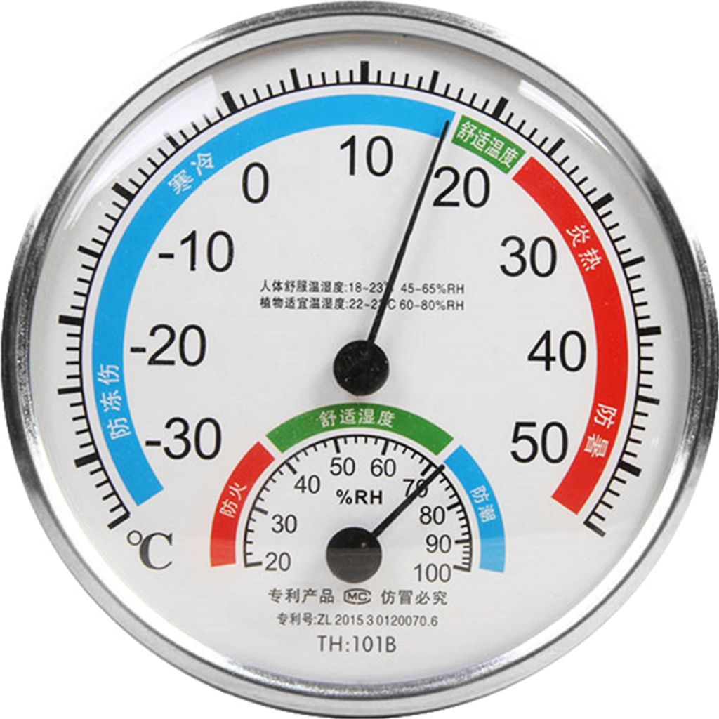 Großer runde Zifferblatt Analoges Innenthermometer Hygrometer -Luftfeuchtigkeitstemperaturmesser-Weiß