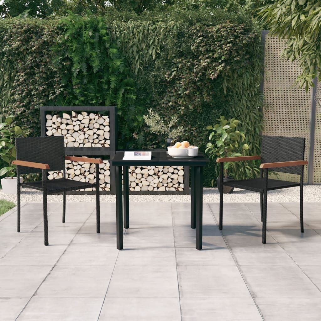 "Rabatt" 3-tlg. Garten-Essgruppe - mit tishe & Stuhl - Schwarz - Lounge-Dining set CC3557